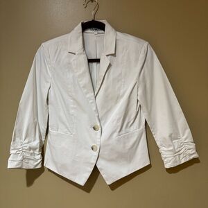Express White Blazer with Ruched Sleeves